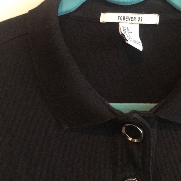 Forever 21 Black Collared Dress with Pockets - Picture 2 of 3